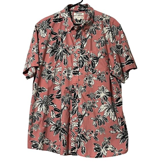 Goodthreads Mens Pink Floral Hawaiian Shirt XXL Poplin Standard Fit - Picture 1 of 6